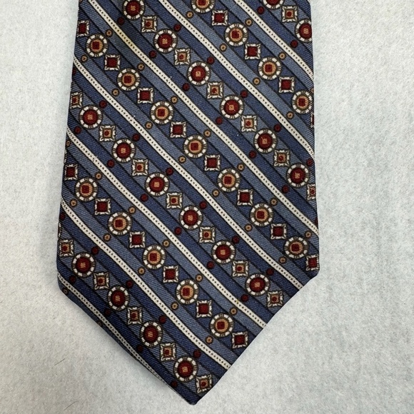 Yves Saint Laurent 100% Silk Neck Tie Mens Blue Maroon - Picture 6 of 6